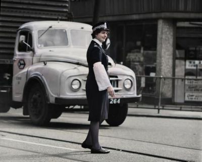 A Police Officer on Traffic duty in Govan Road, Glasgow October 1966
