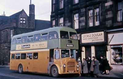 Boarding a number 61 Bus on Maryhill Road Glasgow Early 1960s
