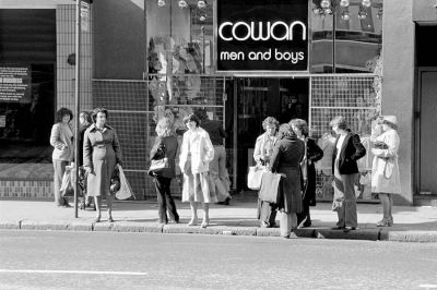Bus stop on Argyle Street Glasgow   June 1979
