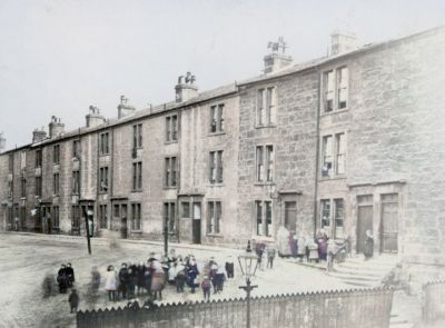 Children and Adults at the Foreground of St James Terrace, Kinning Park, Glsgow  1912

