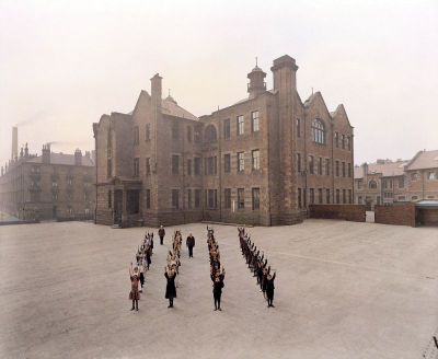 Children exercising In The Playground Of  Hayfield Public School, Glasgow 1916
