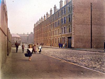 Children playing among the Tenements of Baltic Street, Dalmarnock, Glasgow 1902
