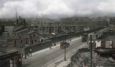 Colourised Photograph Of A View Over Maryhill Road Glasgow Looking In To The Maryhill Barracks Circa Early 1900s
