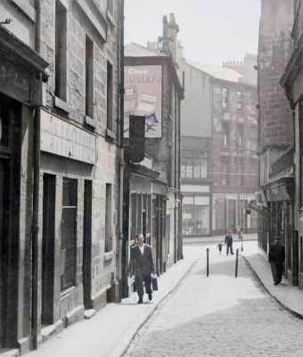 Cowcaddens Street is at the end of this narrow lane in Cowcaddens, 1955
