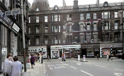 Dumbarton Road at its junction with Crow Road, Glasgow 1969.
