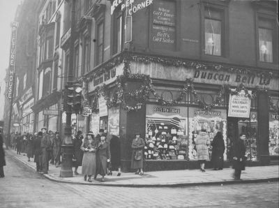 Duncan Bell's Gift Salon on the corner of Hope Street and Sauchiehall Street Glasgow 1940's

