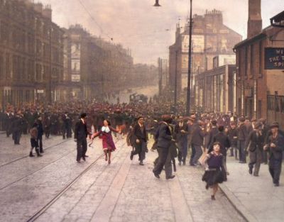 Gang fight in Tollcross Road Parkhead Glasgow in 1933
