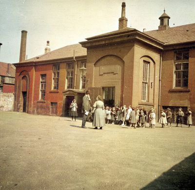 Girls lined up to go in to Green Street Industrial School, Glasgow Early 1900s
