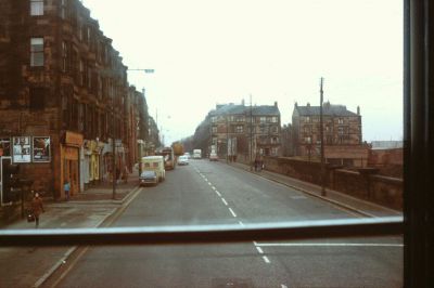 Maryhill road Approaching Shakespeare Street.  Glasgow 1973. - Alan Young
