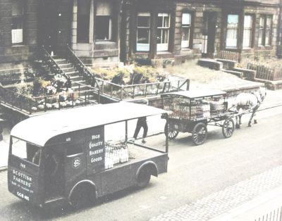 Morning Milk deliveries in Finlay Drive, Dennistoun, Glasgow 1955
