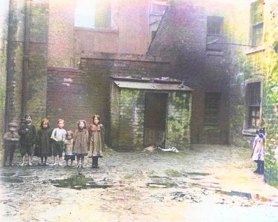 Mostly Barefooted Children In The Backcourt at 76 Crown Street Gorbals Glasgow 1912
