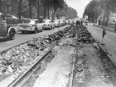 Roadworks on Great Western Road Glasgow 1962
