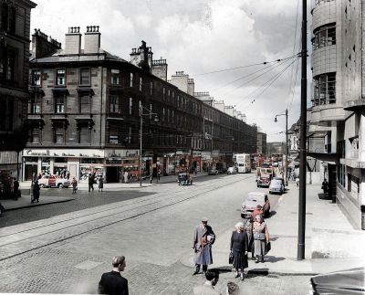 Sauchiehall Street looking West, Beresford Building on the right. Glasgow, 1950
