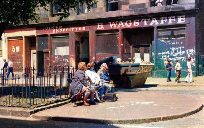 Sitting Down  For A Blether On A Bench In Raeberry Street, Glasgow 1974

