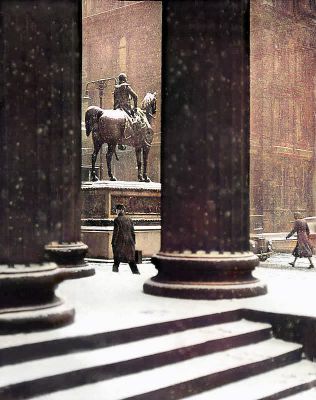 The Duke of Wellington Monument, minus his cone, Glasgow 1955
