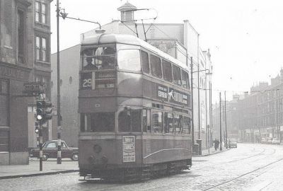 Tram Just Passing The Seamore Cinema And The Tramcar Vaults Pub On Maryhill Road Glasgow 1960s
