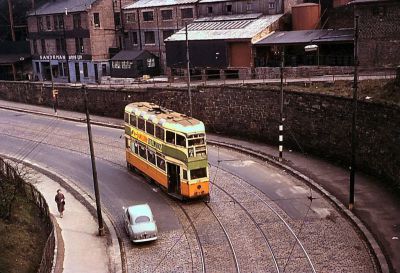 Tram Car Near The Tunnel on Bilsland Drive Ruchill Maryhill Glasgow 1950s
