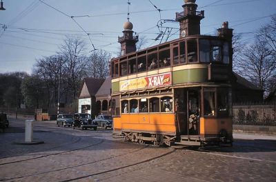 Tramcar At The Botanic Gardens At The Junction Of Great Western Road, Byres Road And Queen Margaret Drive Glasgow circa 1950s
