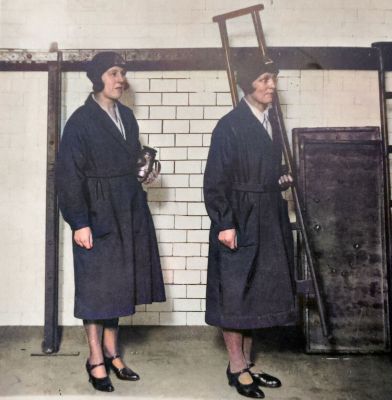 Two Women Lamplighters, Glasgow Early 1900s
