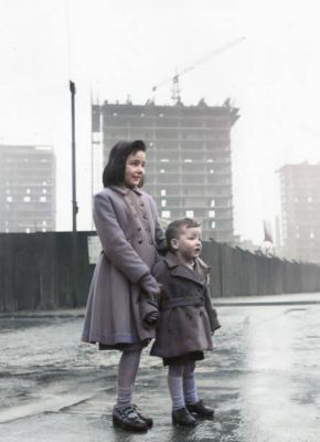 Two young Children in Street of the Gorbals district of Glasgow, February 1962
