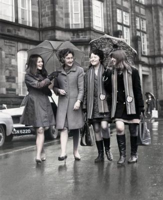 Winnie Ewing at Jordanhill Training College in Glasgow for a speech to 300 student teachers, Tuesday 16th January 1968, she later chatted with three of the students

