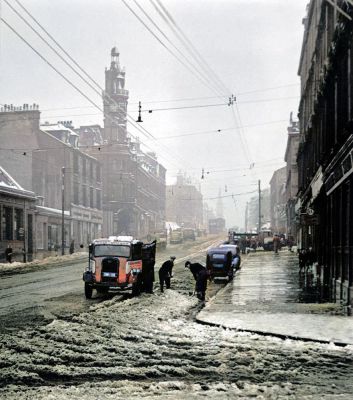 Winter scene in Great Western Road, Glasgow  1955.
